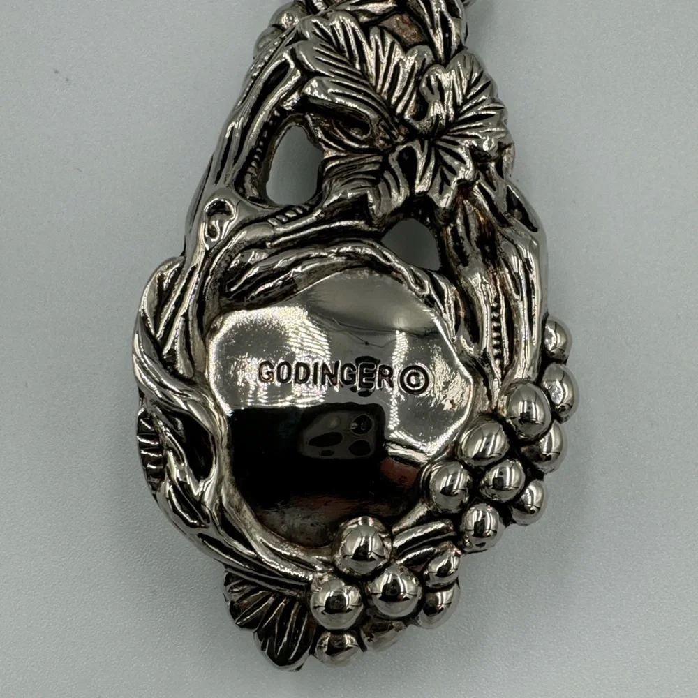 Vintage Godinger Grapevine Design Silver Plated Large Serving Spoon